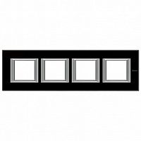Рамка 4 поста AXOLUTE, горизонтальная, черное стекло |  код. HA4802M4HVNN |  Bticino